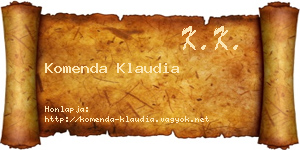 Komenda Klaudia névjegykártya
